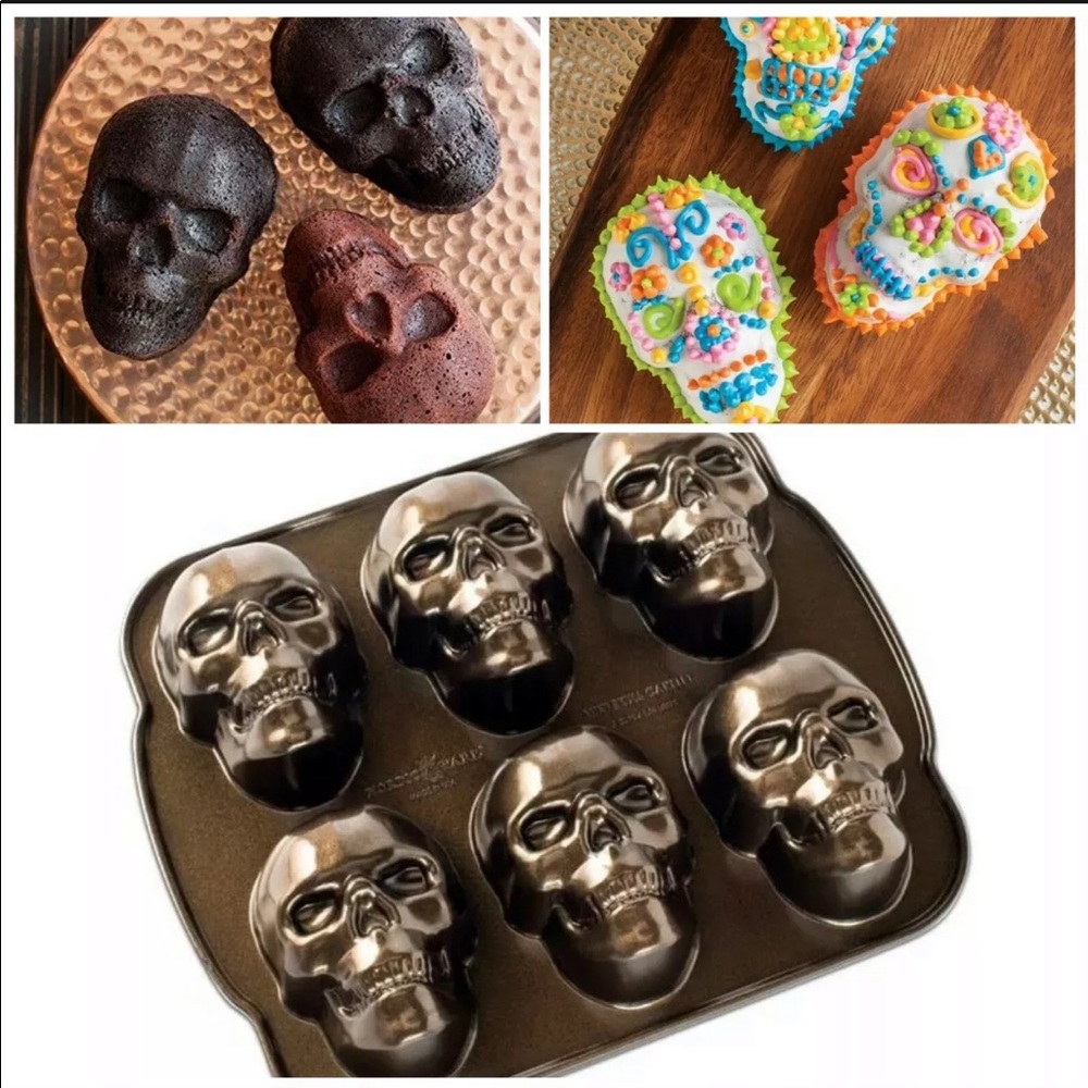 New 3 cup Hunted Skull Mold Halloween cake pan